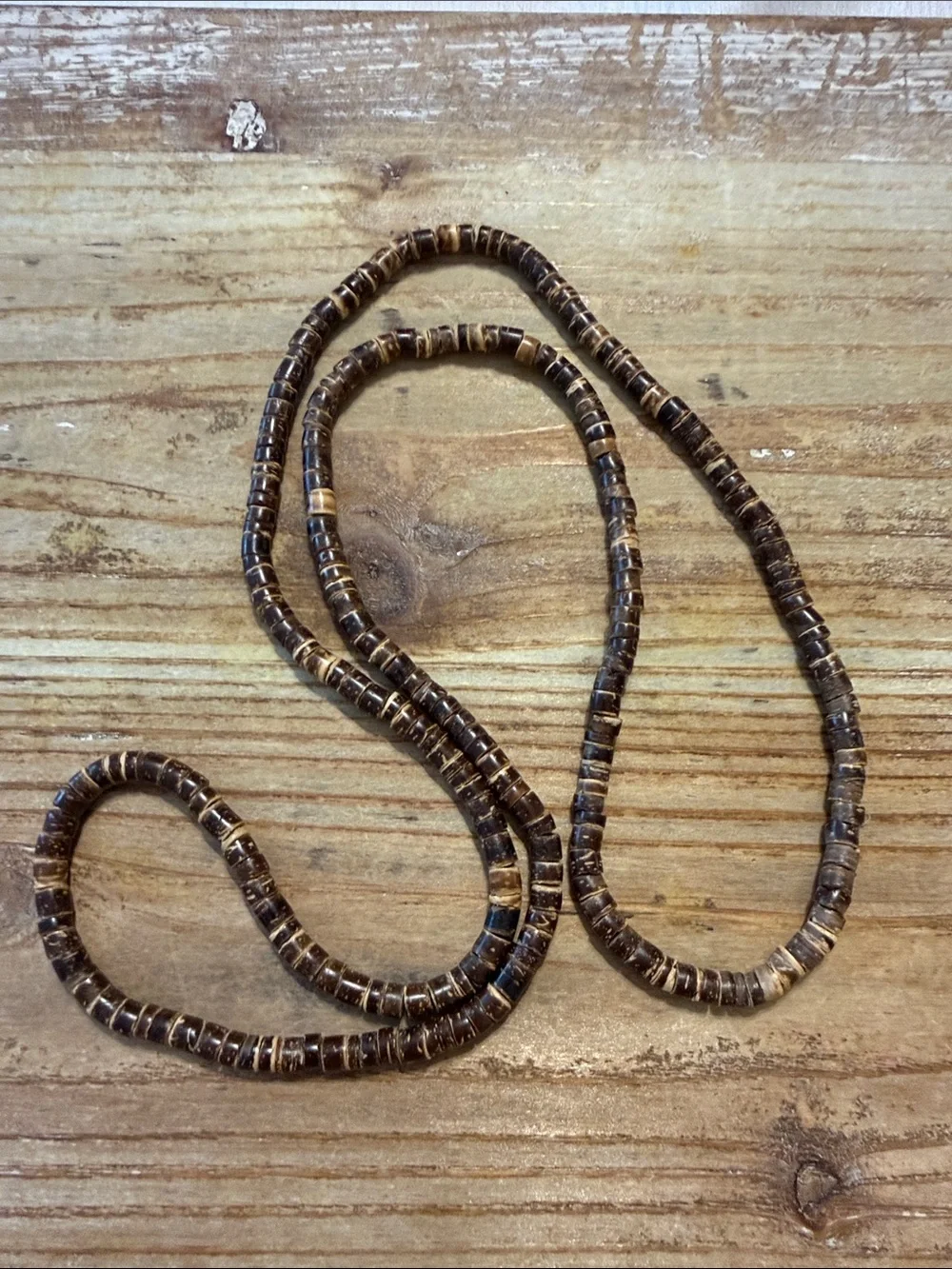 Vintage Boho Brown Wooden Beaded Long Lanyard Statement Necklace